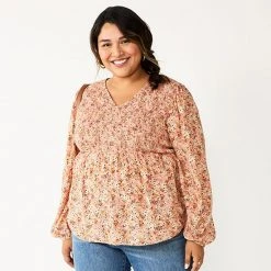 Plus Size Sonoma Goods For Life® Smocked Bodice Peasant Top Wine Red -Sonoma Goods For Life Shop unnamed file 4072