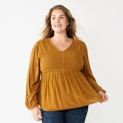 Plus Size Sonoma Goods For Life® Smocked Bodice Peasant Top Wine Red -Sonoma Goods For Life Shop unnamed file 4073