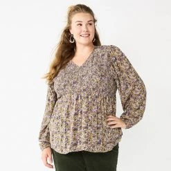 Plus Size Sonoma Goods For Life® Smocked Bodice Peasant Top Wine Red -Sonoma Goods For Life Shop unnamed file 4074