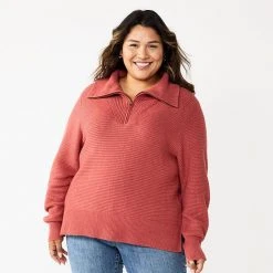 Plus Size Sonoma Goods For Life® Quarter Zip Sweater Mauve -Sonoma Goods For Life Shop unnamed file 4151
