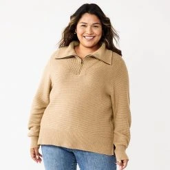 Plus Size Sonoma Goods For Life® Quarter Zip Sweater Mauve -Sonoma Goods For Life Shop unnamed file 4153