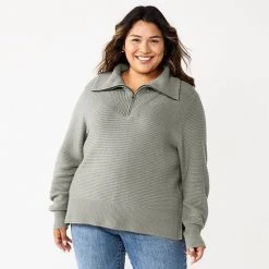 Plus Size Sonoma Goods For Life® Quarter Zip Sweater Mauve -Sonoma Goods For Life Shop unnamed file 4155