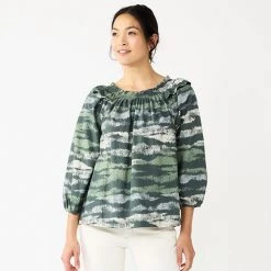 Women's Sonoma Goods For Life® Ruffle Shoulder Peasant Top Blue Vintage Floral -Sonoma Goods For Life Shop unnamed file 4238