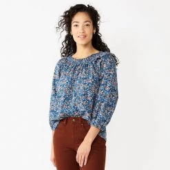 Women's Sonoma Goods For Life® Ruffle Shoulder Peasant Top Blue Vintage Floral -Sonoma Goods For Life Shop unnamed file 4242