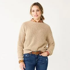 Women's Sonoma Goods For Life® Textured Drop-Shoulder Sweater Blue