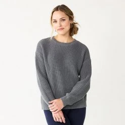 Women's Sonoma Goods For Life® Textured Drop-Shoulder Sweater Blue -Sonoma Goods For Life Shop unnamed file 433
