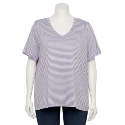 Plus Size Sonoma Goods For Life® Everyday V-Neck Tee Grey Dye Stripe -Sonoma Goods For Life Shop unnamed file 4363