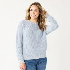 Women's Sonoma Goods For Life® Textured Drop-Shoulder Sweater Blue -Sonoma Goods For Life Shop unnamed file 440