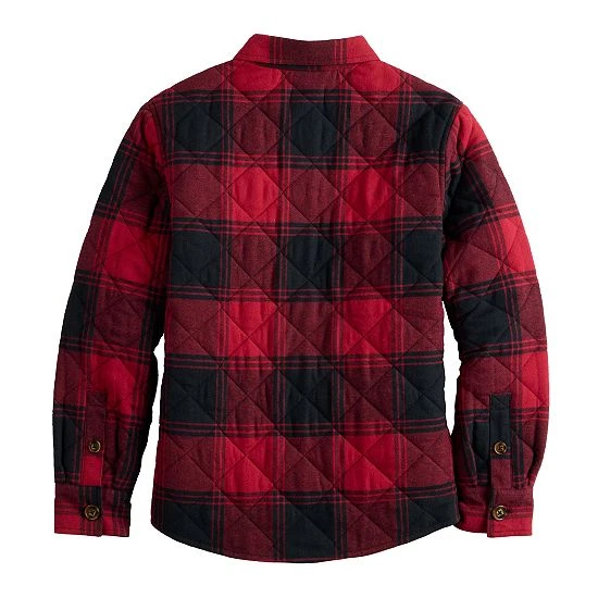Boys 8-20 Sonoma Goods For Life Quilted Flannel Shacket Buff Check Red 4 Boys 8-20 Sonoma Goods For Life Quilted Flannel Shacket Buff Check Red - Image 2