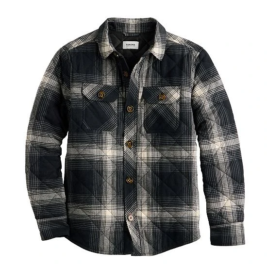 Boys 8-20 Sonoma Goods For Life Quilted Flannel Shacket Buff Check Red 5 Boys 8-20 Sonoma Goods For Life Quilted Flannel Shacket Buff Check Red - Image 3