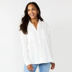 Women's Sonoma Goods For Life® Relaxed Button Down Shirt White Gauze -Sonoma Goods For Life Shop unnamed file 4503