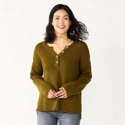 Women's Sonoma Goods For Life® Cozy Henley Sweater Brown -Sonoma Goods For Life Shop unnamed file 4525