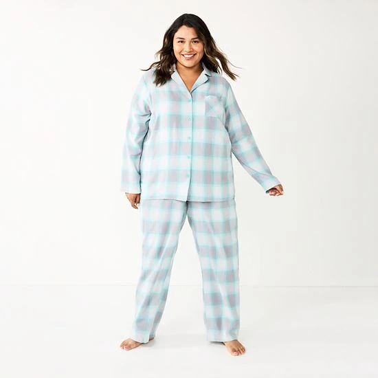 Plus Size Sonoma Goods For Life® Flannel Pajama Shirt & Pajama Pants Sleep Set Ivory Festive Plaid 3 Plus Size Sonoma Goods For Life® Flannel Pajama Shirt & Pajama Pants Sleep Set Ivory Festive Plaid