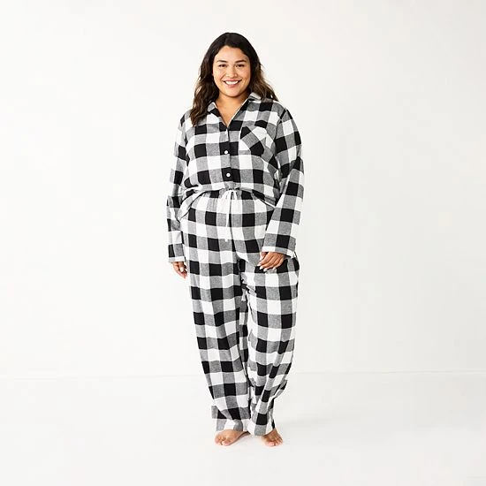 Plus Size Sonoma Goods For Life® Flannel Pajama Shirt & Pajama Pants Sleep Set Ivory Festive Plaid 5 Plus Size Sonoma Goods For Life® Flannel Pajama Shirt & Pajama Pants Sleep Set Ivory Festive Plaid - Image 3