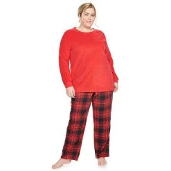 Plus Size Sonoma Goods For Life® Microfleece Pajama Set Navy Celestial