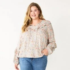 Plus Size Sonoma Goods For Life® Ruffle Peasant Top Sage Green Floral -Sonoma Goods For Life Shop unnamed file 4608