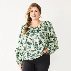 Plus Size Sonoma Goods For Life® Ruffle Peasant Top Sage Green Floral -Sonoma Goods For Life Shop unnamed file 4609