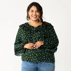 Plus Size Sonoma Goods For Life® Ruffle Peasant Top Sage Green Floral -Sonoma Goods For Life Shop unnamed file 4611