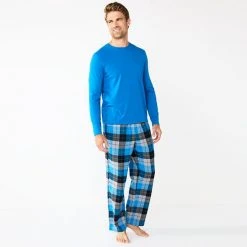 Men's Sonoma Goods For Life® Top & Flannel Pants Pajama Set Navy Red Blue
