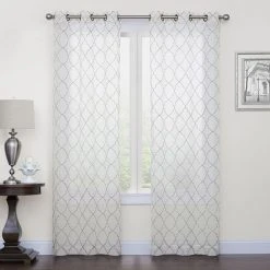 Sonoma Goods For Life® 2-pack Fret Embroidery Window Curtains Beige