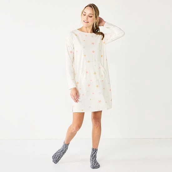Women's Sonoma Goods For Life® 2-pc. Long Sleeve Crewneck Sleepshirt & Socks Set Ivory Starry 7 Women's Sonoma Goods For Life® 2-pc. Long Sleeve Crewneck Sleepshirt & Socks Set Ivory Starry - Image 5