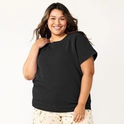 Plus Size Sonoma Goods For Life® Short-Sleeve Fleece Sweatshirt Heather Gray -Sonoma Goods For Life Shop unnamed file 4889