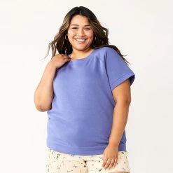 Plus Size Sonoma Goods For Life® Short-Sleeve Fleece Sweatshirt Heather Gray -Sonoma Goods For Life Shop unnamed file 4892