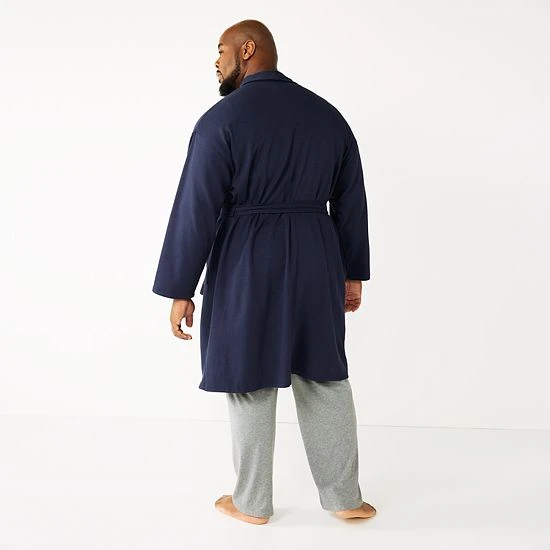 Big & Tall Sonoma Goods For Life® Waffle-Weave Shawl-Collar Robe Navy 4 Big & Tall Sonoma Goods For Life® Waffle-Weave Shawl-Collar Robe Navy - Image 2