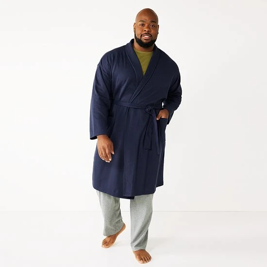 Big & Tall Sonoma Goods For Life® Waffle-Weave Shawl-Collar Robe Navy 6 Big & Tall Sonoma Goods For Life® Waffle-Weave Shawl-Collar Robe Navy - Image 4