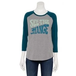 Women's Sonoma Goods For Life® Three Quarter Sleeve Baseball Graphic Tee Grey See The Change -Sonoma Goods For Life Shop unnamed file 4990
