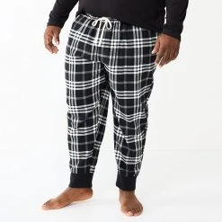 Big & Tall Sonoma Goods For Life® Flannel Sleep Pants Black Retro Planets