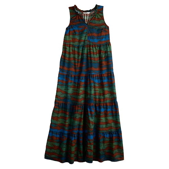 Women's Sonoma Goods For Life® Tiered Maxi Dress Gold Ikat Stripe 5 Women's Sonoma Goods For Life® Tiered Maxi Dress Gold Ikat Stripe - Image 3