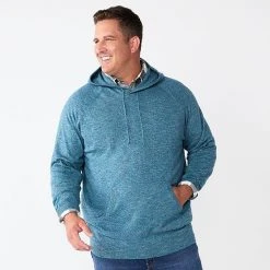 Sonoma Goods For Life Shop 22 Big & Tall Men's Sonoma Goods For LifeĀ® Fine-Gauge Hooded Sweater Gray Green Stripe