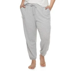 Plus Size Sonoma Goods For Life® Elastic Hem Essential Pajama Pants Charcoal Heather