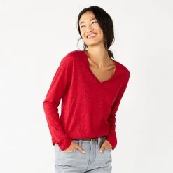 Petite Sonoma Goods For Life® Everyday Long Sleeve V-Neck Top Red Scatter Floral -Sonoma Goods For Life Shop unnamed file 5478