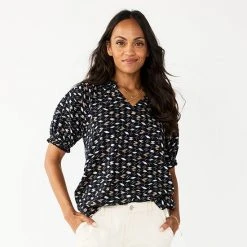 Women's Sonoma Goods For Life® Puff Sleeve Top Blak Geo Print -Sonoma Goods For Life Shop unnamed file 5495