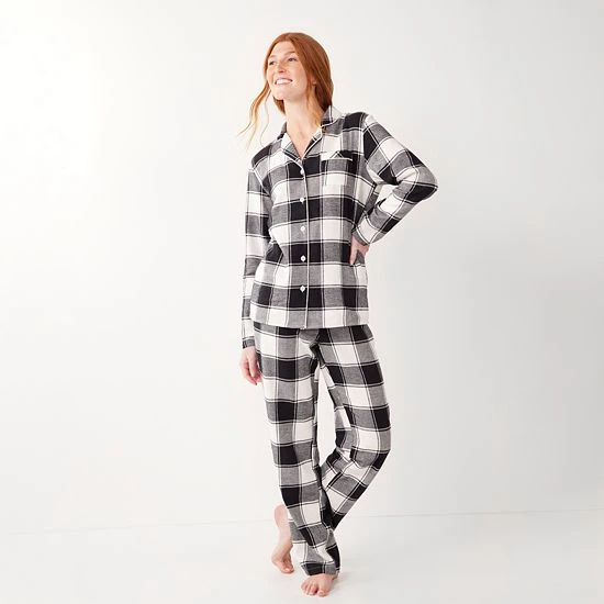 Women's Sonoma Goods For Life® Flannel Pajama Shirt & Pajama Pants Set Aqua Heather Buffalo 3 Women's Sonoma Goods For Life® Flannel Pajama Shirt & Pajama Pants Set Aqua Heather Buffalo