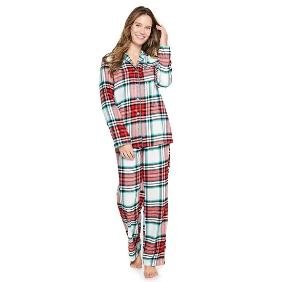 Women's Sonoma Goods For Life® Flannel Pajama Shirt & Pajama Pants Set Aqua Heather Buffalo 9 Women's Sonoma Goods For Life® Flannel Pajama Shirt & Pajama Pants Set Aqua Heather Buffalo - Image 7