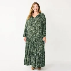 Plus Size Sonoma Goods For Life® Tiered Long Sleeve Maxi Dress Red Floral -Sonoma Goods For Life Shop unnamed file 5974