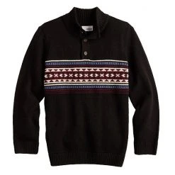 Boys 8-20 Sonoma Goods For Life Mock Neck Sweater Geo Chest Stripe Black