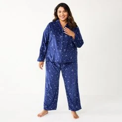 Plus Size Sonoma Goods For Life® Velour Pajama Shirt & Pajama Pants Sleep Set Black Starry -Sonoma Goods For Life Shop unnamed file 6166