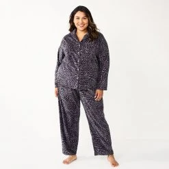 Plus Size Sonoma Goods For Life® Velour Pajama Shirt & Pajama Pants Sleep Set Black Starry -Sonoma Goods For Life Shop unnamed file 6169