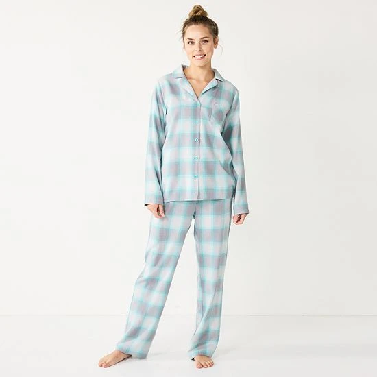 Women's Sonoma Goods For Life® Flannel Pajama Shirt & Pajama Pants Sleep Set Navy Forest Pld 3 Women's Sonoma Goods For Life® Flannel Pajama Shirt & Pajama Pants Sleep Set Navy Forest Pld