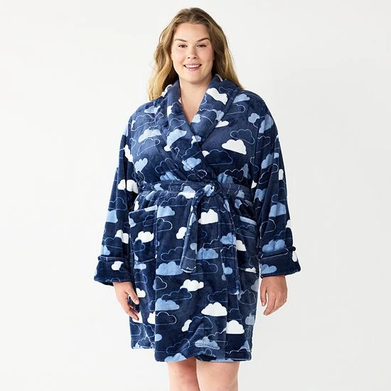 Plus Size Sonoma Goods For Life® Short Plush Robe Black 8 Plus Size Sonoma Goods For Life® Short Plush Robe Black - Image 6
