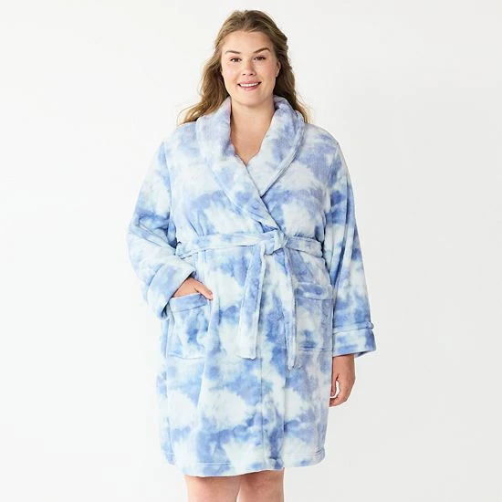 Plus Size Sonoma Goods For Life® Short Plush Robe Black 13 Plus Size Sonoma Goods For Life® Short Plush Robe Black - Image 11