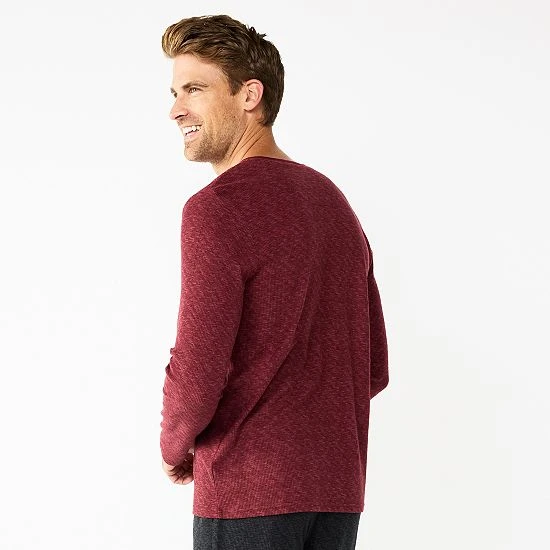 Men's Sonoma Goods For Life® Textured Henley Top Charcoal Space Dye 4 Men's Sonoma Goods For Life® Textured Henley Top Charcoal Space Dye - Image 2