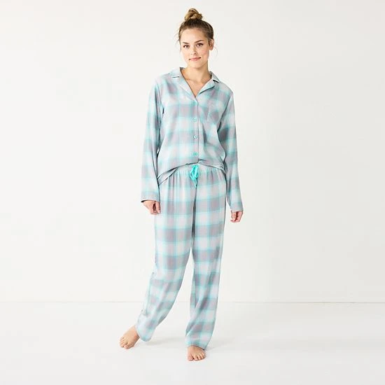 Women's Sonoma Goods For Life® Flannel Pajama Shirt & Pajama Pants Sleep Set Navy Forest Pld 5 Women's Sonoma Goods For Life® Flannel Pajama Shirt & Pajama Pants Sleep Set Navy Forest Pld - Image 3