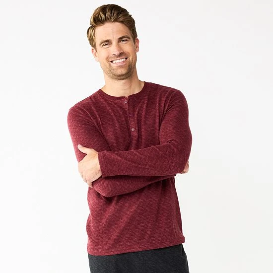 Men's Sonoma Goods For Life® Textured Henley Top Charcoal Space Dye 9 Men's Sonoma Goods For Life® Textured Henley Top Charcoal Space Dye - Image 7