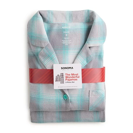 Women's Sonoma Goods For Life® Flannel Pajama Shirt & Pajama Pants Sleep Set Navy Forest Pld 7 Women's Sonoma Goods For Life® Flannel Pajama Shirt & Pajama Pants Sleep Set Navy Forest Pld - Image 5