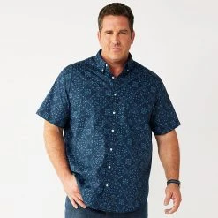 Big & Tall Sonoma Goods For Life® Poplin Button-Down Shirt Blue Floral